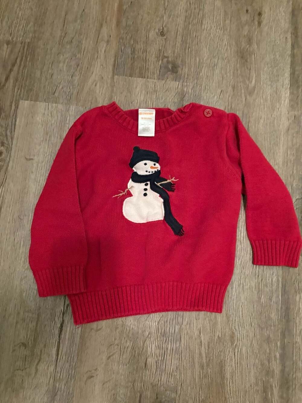 Gymboree Toddler Boys Red Snowman Knit Sweater 18-24 Months
